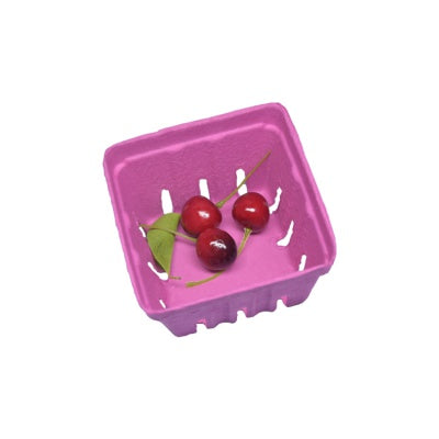 Biodegradable 1 pint custom color paper pulp cherry package basket