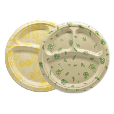 100% biodegradable sugarcane 3 compartment food plate with film lamination