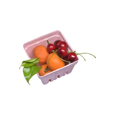 Biodegradable 1 pint custom color paper pulp cherry package basket